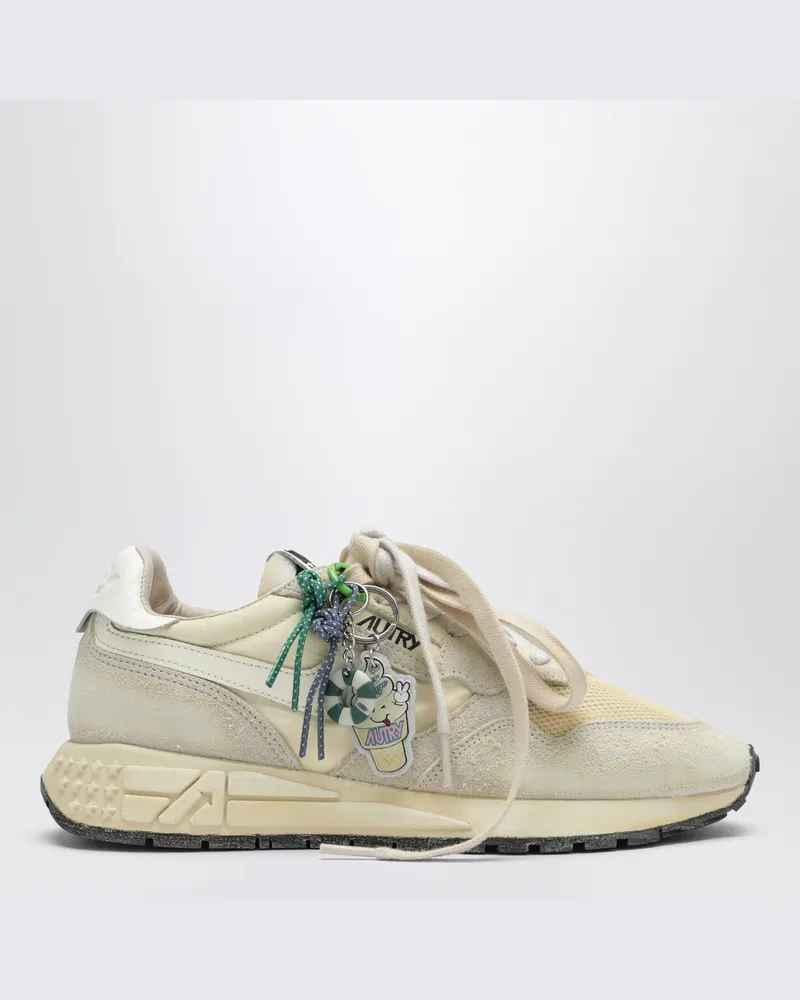AUTRY Reelwind Super Vintage Sneakers aus Ecru-Nylon und Veloursleder Beige