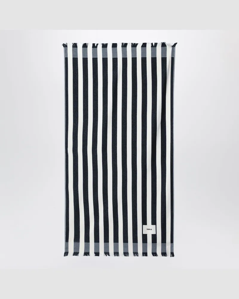 TEKLA Strandtuch mit Streifen in Marineblau/Weiß Blue