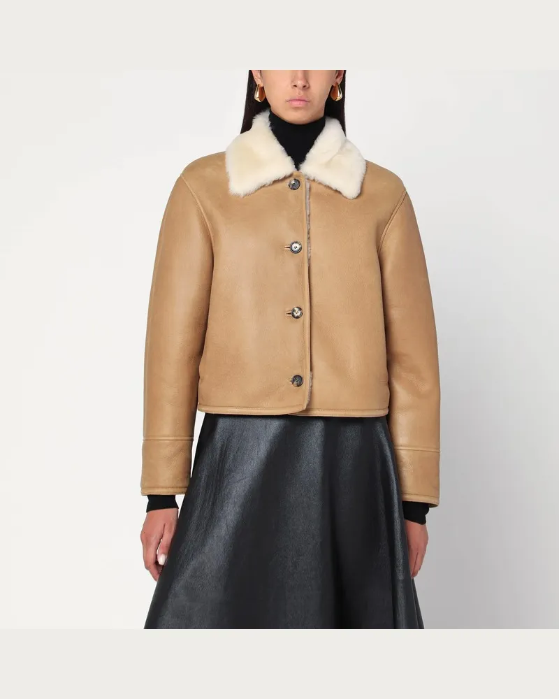 Loewe Kamelbraune Lammfelljacke Beige