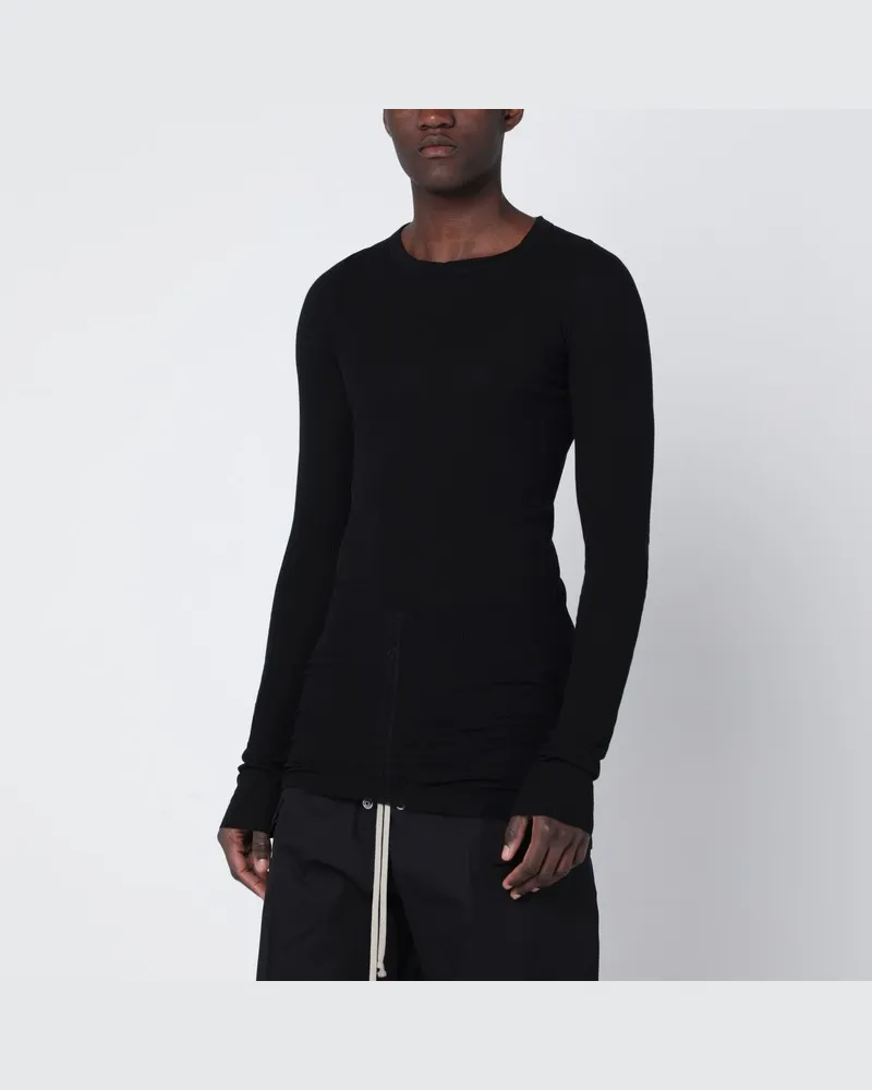 Rick Owens Schwarzes eng anliegendes Langarm-T-Shirt Schwarz