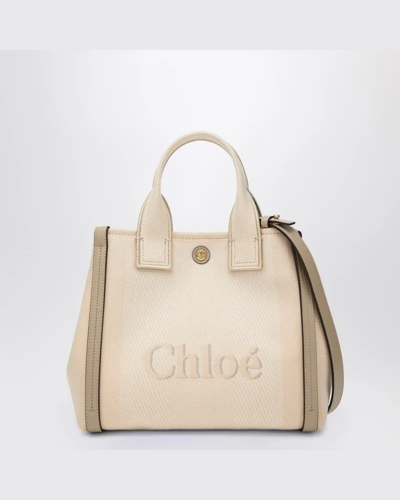 Chloé Carry Small Tote-Bag aus Blushy Beige Canvas Rosa