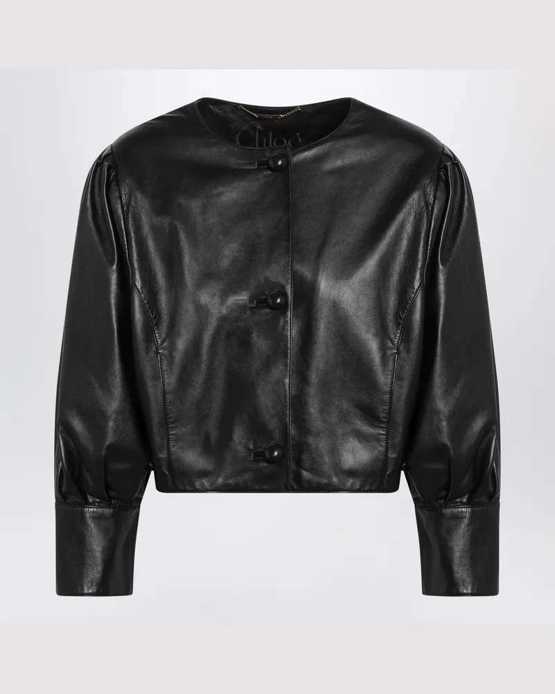 Chloé Kurze schwarze Lederjacke Schwarz