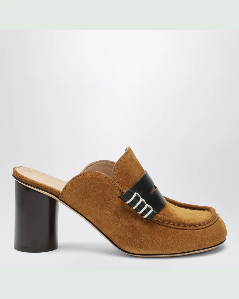 J.W.Anderson Mokassin aus karamellfarbenem und schwarzem Leder mit Absatz Brown
