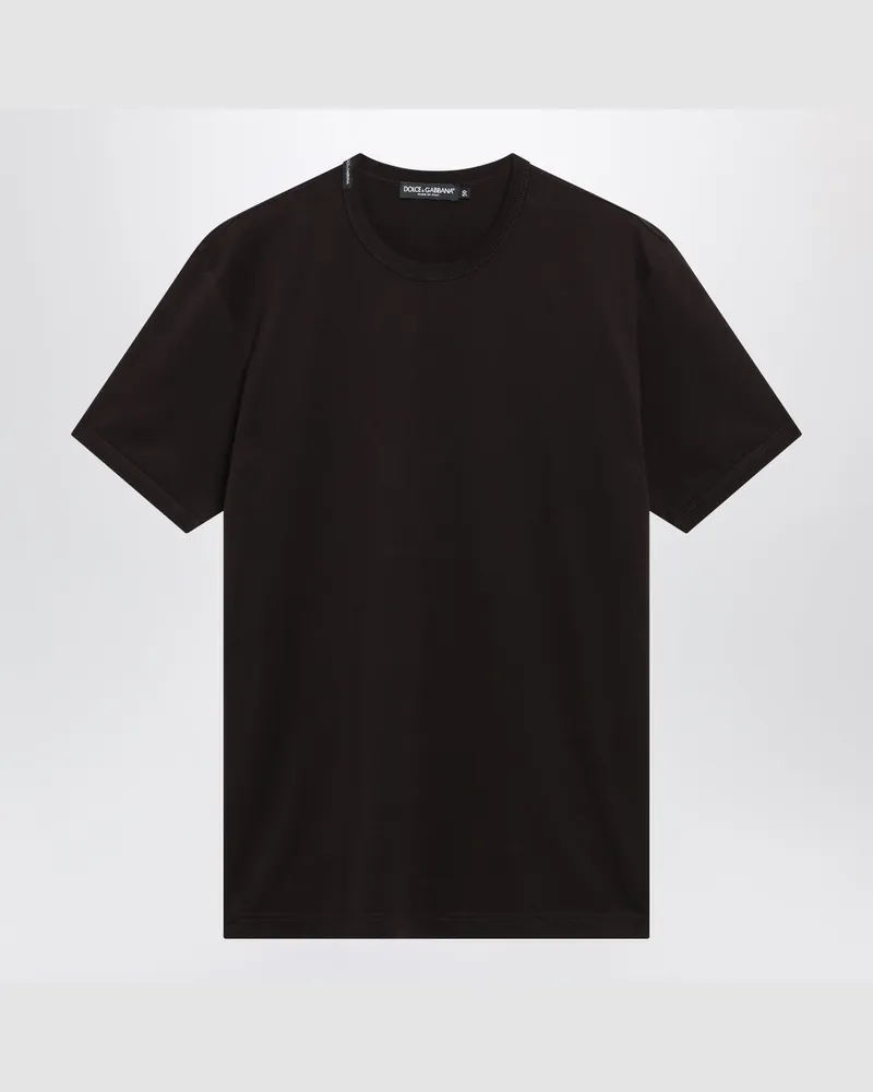 Dolce & Gabbana Braunes T-Shirt aus Baumwolljersey Brown