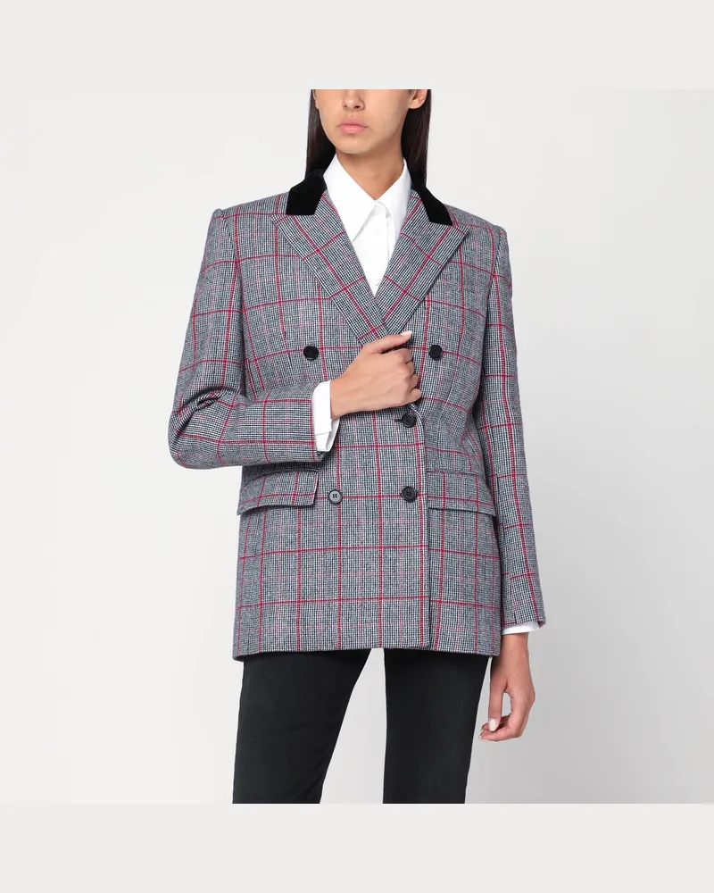 Chloé Schwarz/weißer karierter doppelreihiger Wollblazer 