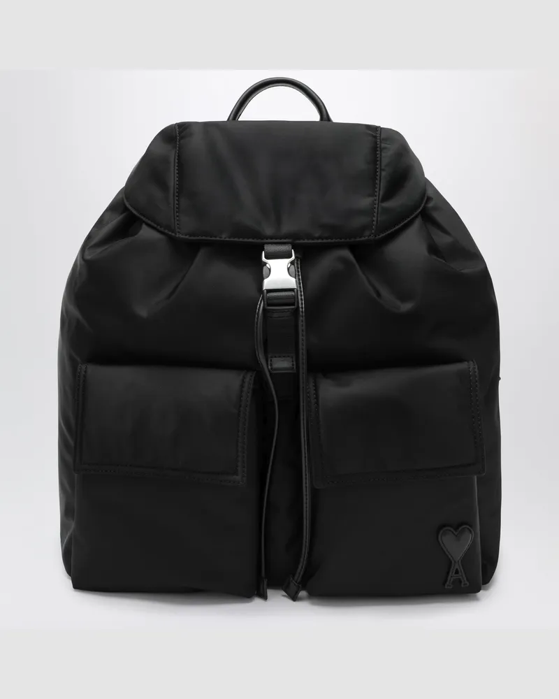 AMI Paris Marcel Rucksack aus schwarzem Nylon Black