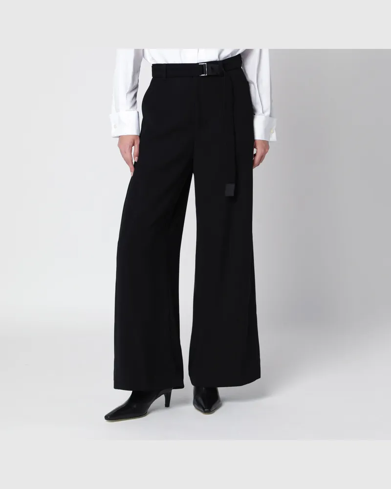 Sacai Schwarze weite Hose mit Gürtel Black