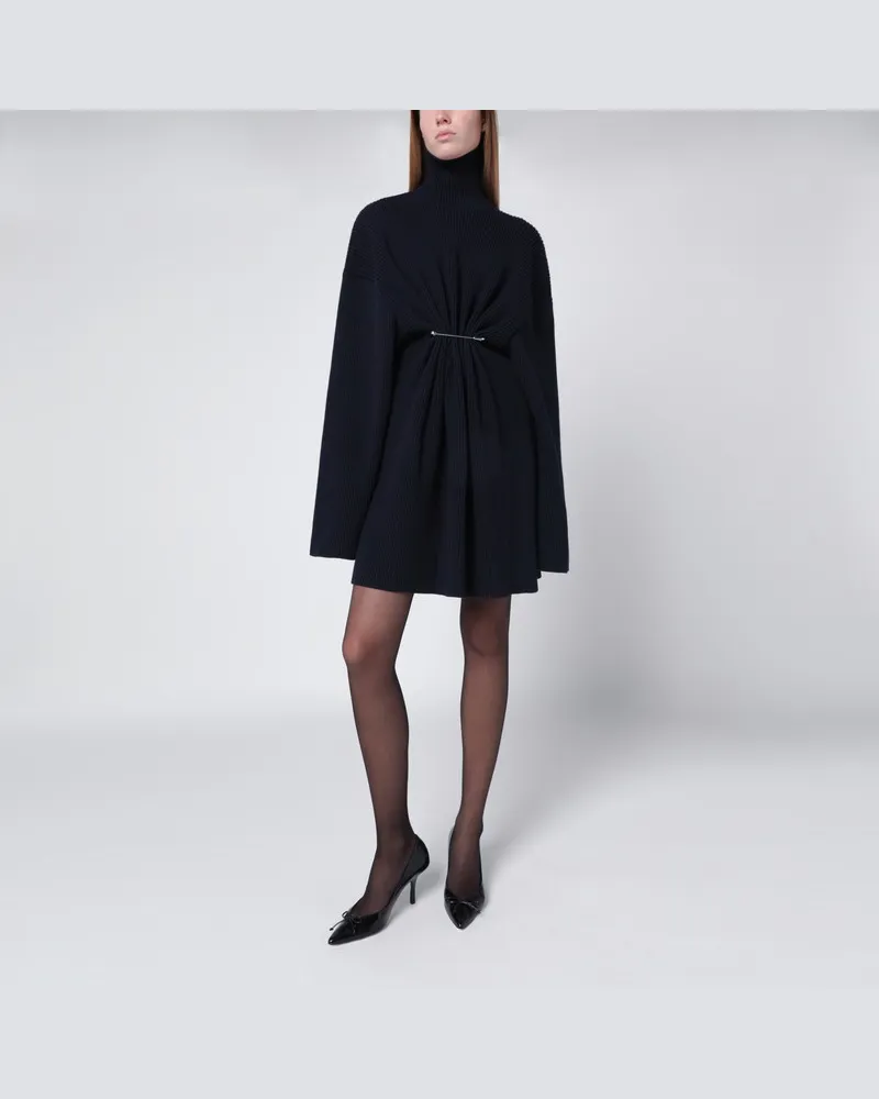 Balenciaga Pinched Minikleid in Marine aus Wolle und Baumwolle Blau