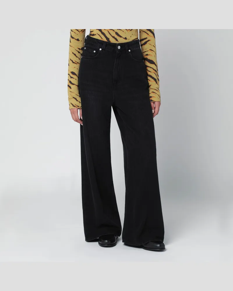 Ganni Schwarze Baggy-Jeans mit Washed-Effekt Black
