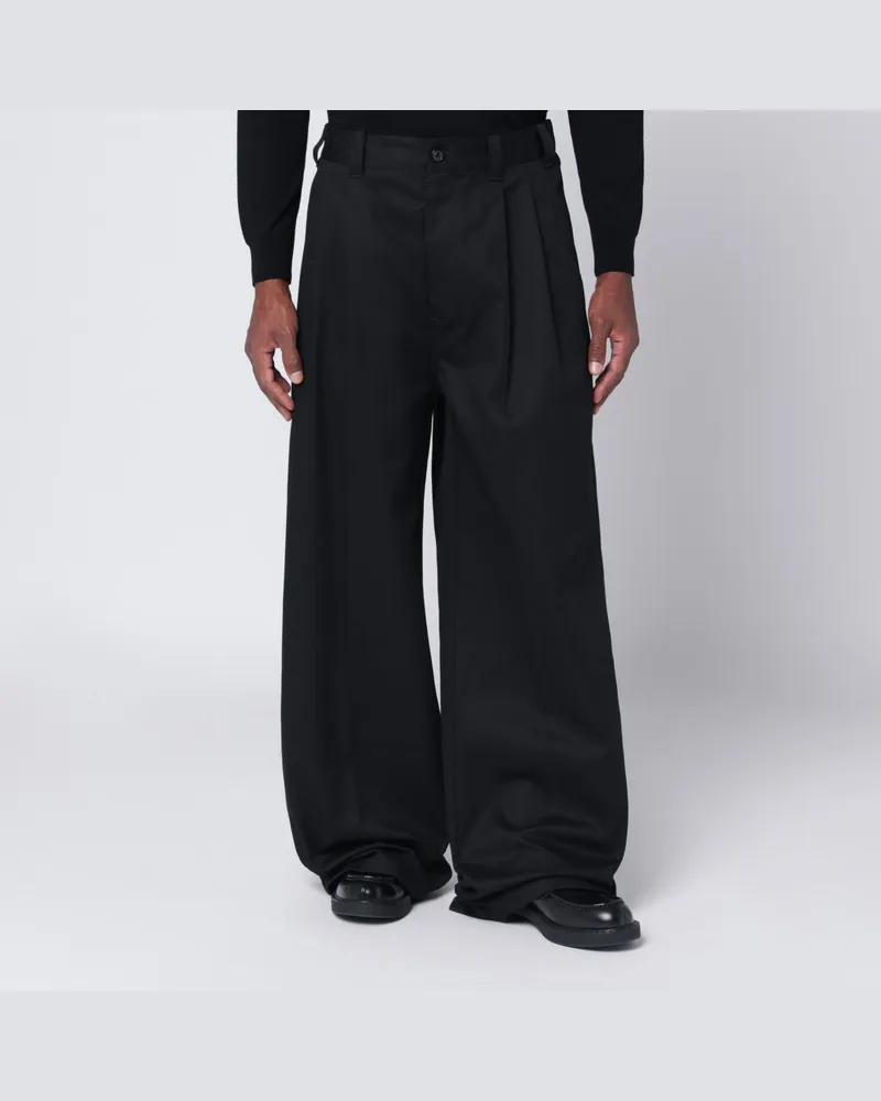 Maison Margiela Weite schwarze Hose aus Baumwollmischung Schwarz
