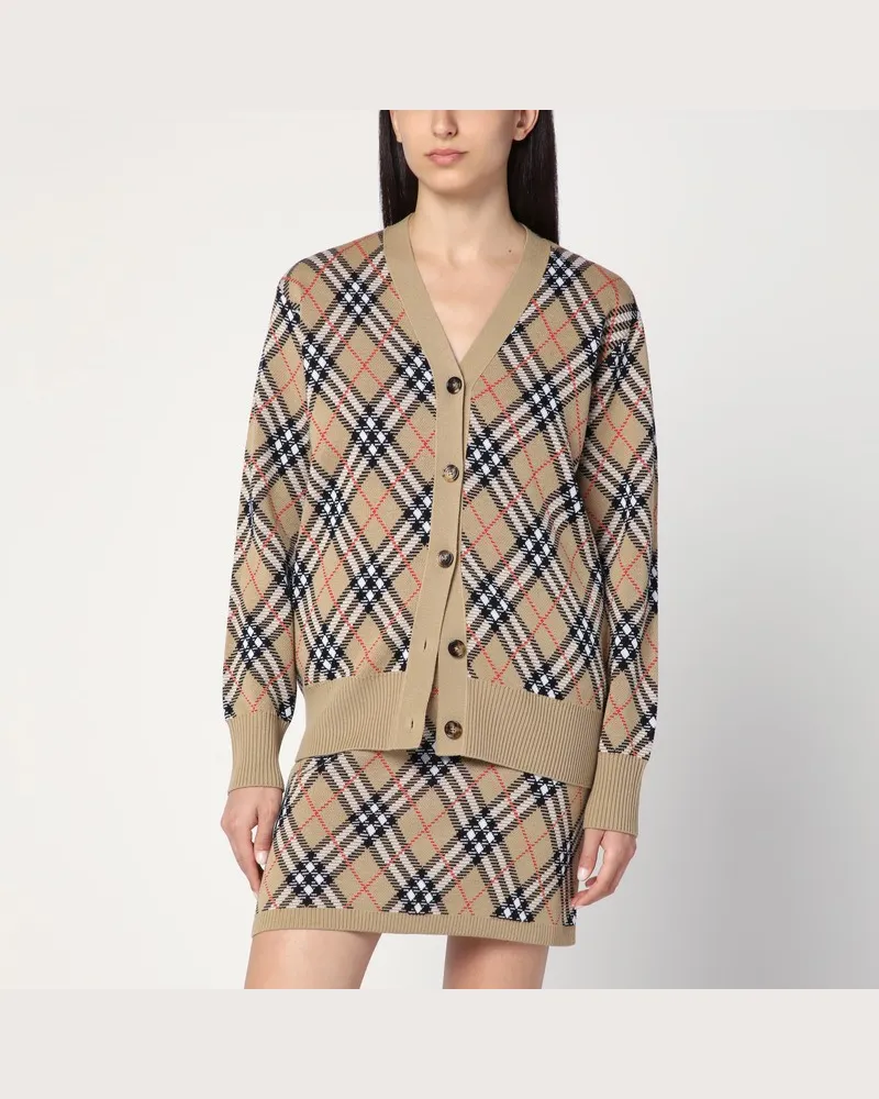 Burberry Karo-Cardigan aus Woll-Mohair-Mix Beige
