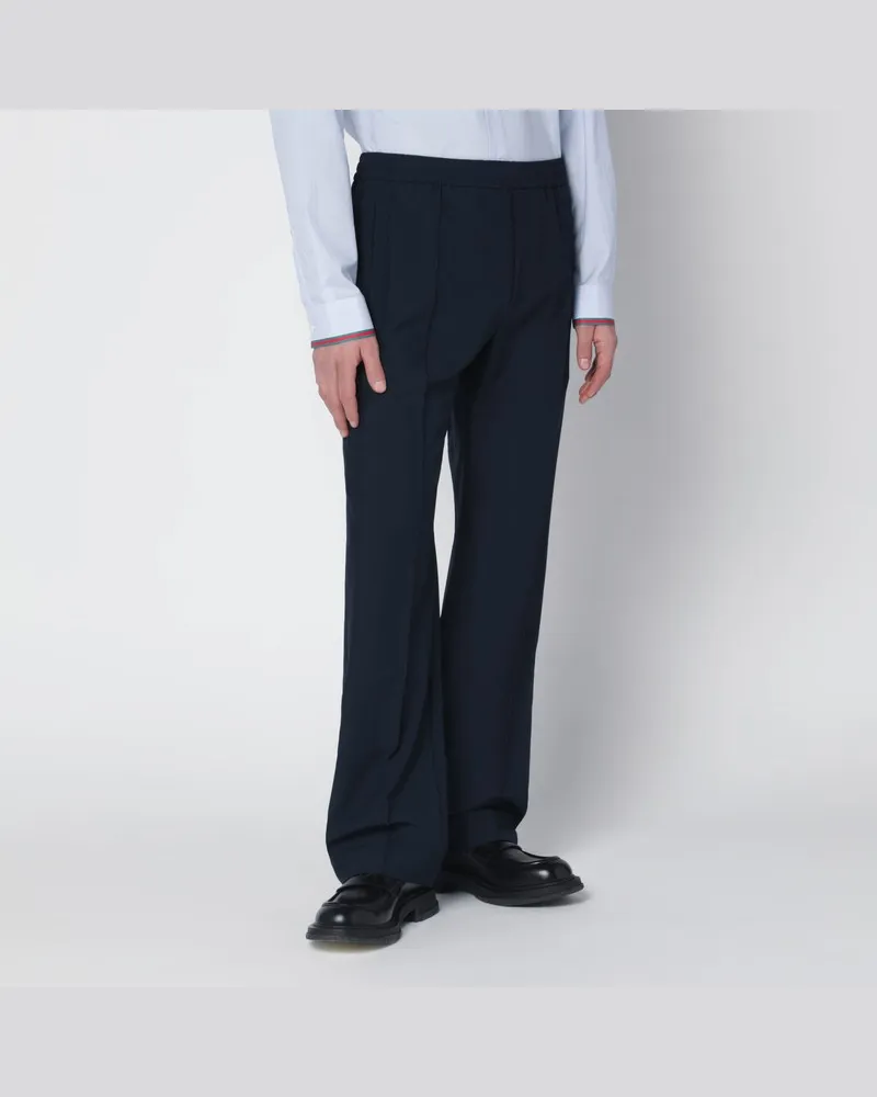 Gucci Mitternachtsblaue Hose aus technischem Panama Blau