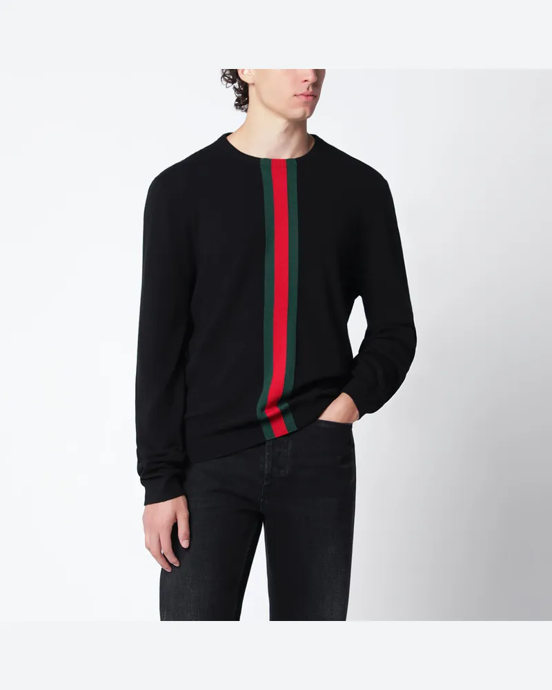 Gucci Schwarzer  Kaschmirpullover mit Web-Motiv Black