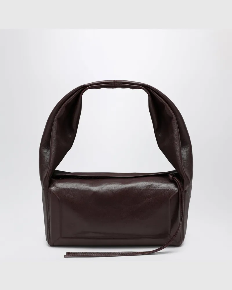 Maison Margiela Box East West Small Tasche aus bordeauxfarbenem Leder Burgundy