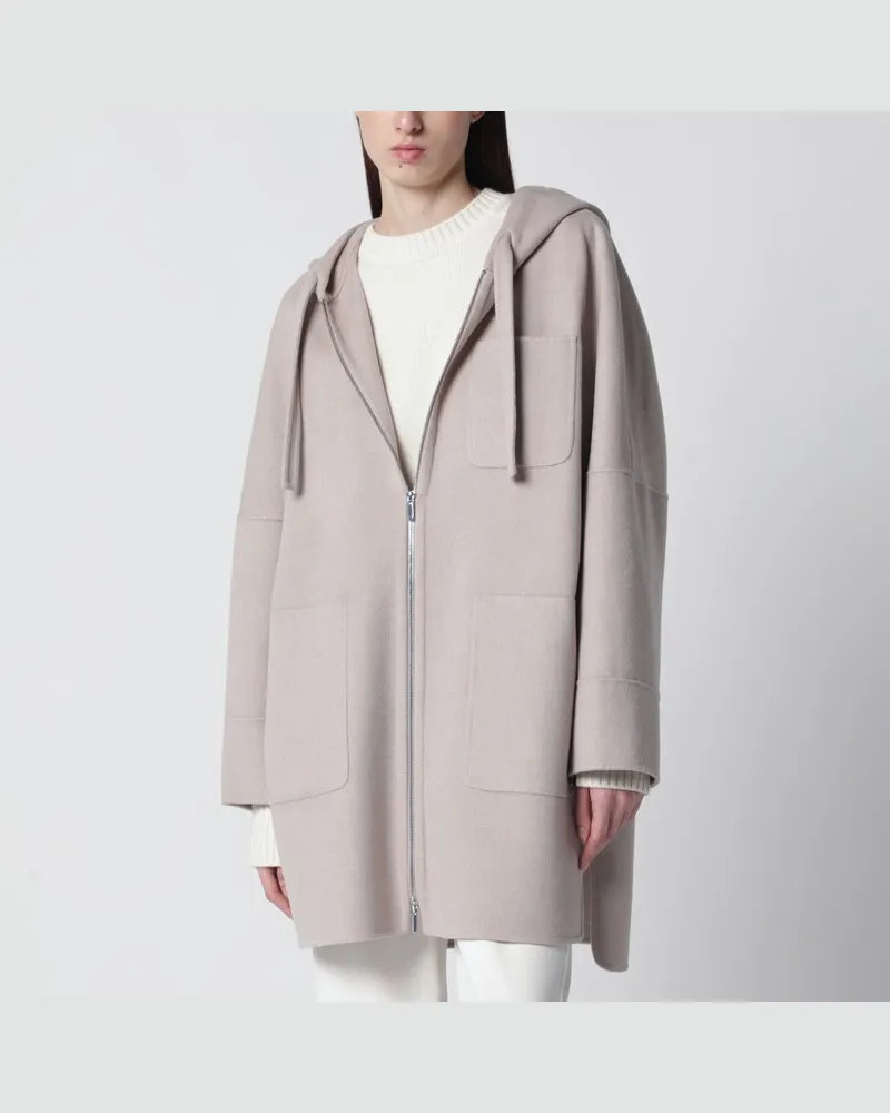 Max Mara Beiger Mantel mit Kapuze Beige