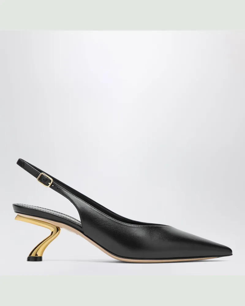 Ferragamo Schwarze Slingbacks mit skulpturalem S-Absatz Black