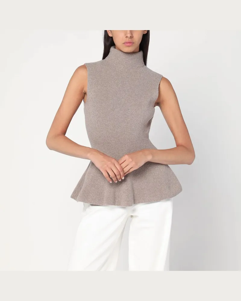 Róhe Ärmelloses Top in Taupe melange aus Kaschmirmischung Beige