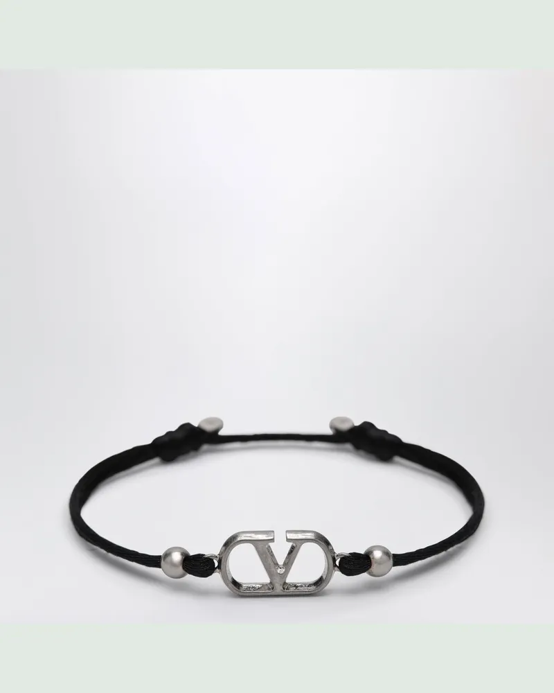 Valentino Garavani Schwarzes VLogo Signature Armband mit Kordel Black