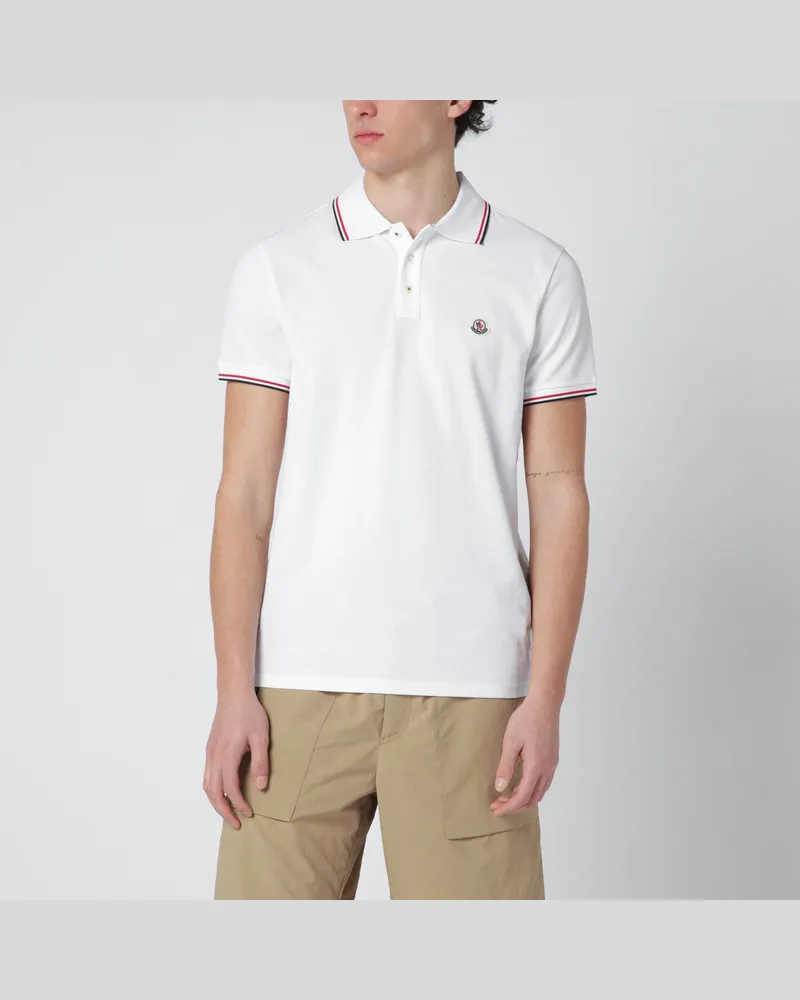 Moncler Weißes Kurzarm-Poloshirt White