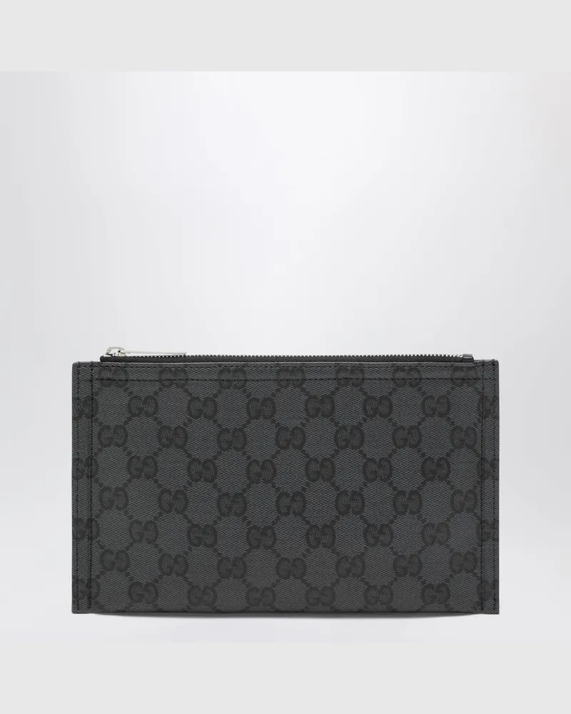 Gucci Kleine  Essence Classic Pouch aus schwarzem GG-beschichtetem Canvas Black
