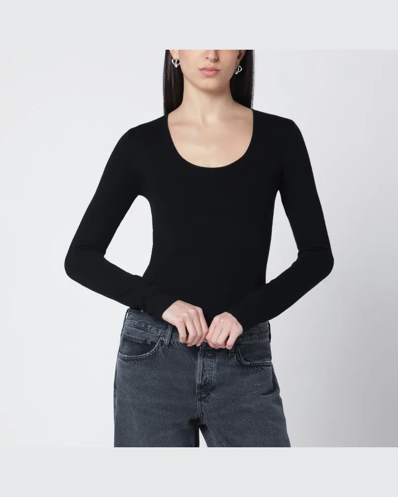 Totême Schwarzer Strickpullover aus Wollmix Schwarz