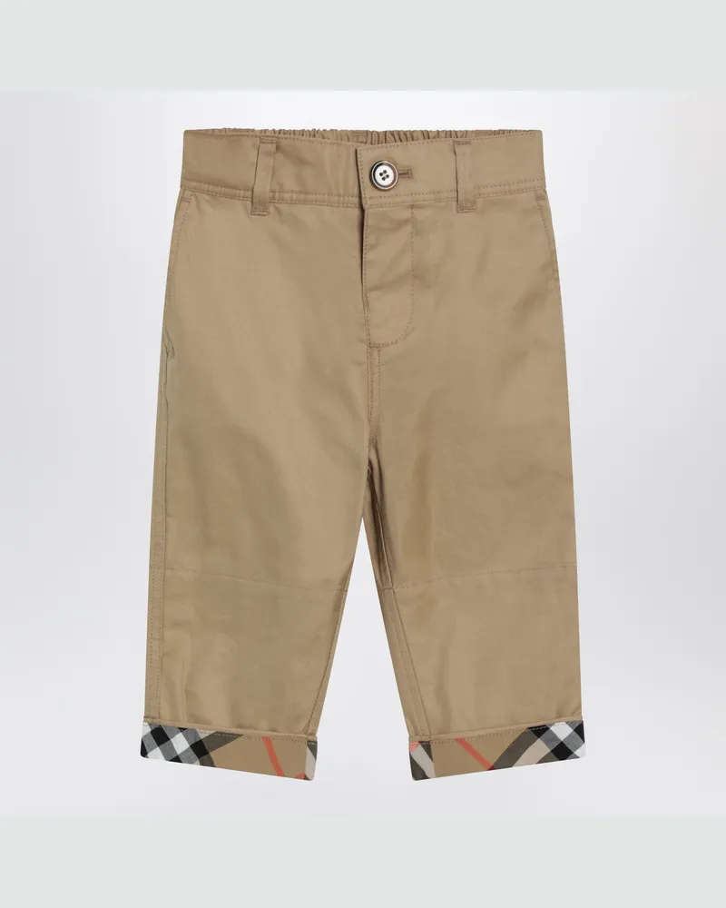 Burberry Beige Hose mit Check-Umschlägen Beige