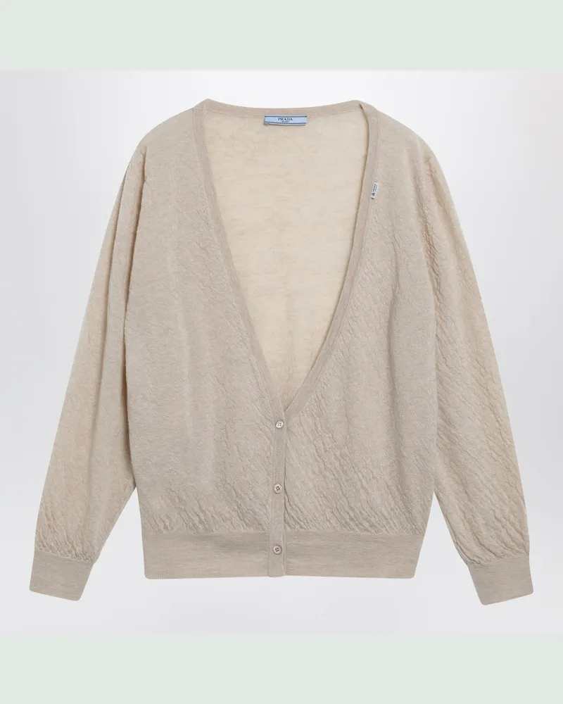 Prada Kaschmir-Strickjacke in Desert Beige