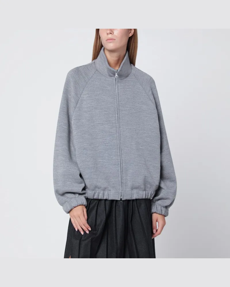 Max Mara Graues Sweatshirt mit Reißverschluss aus Wollmischung Grau