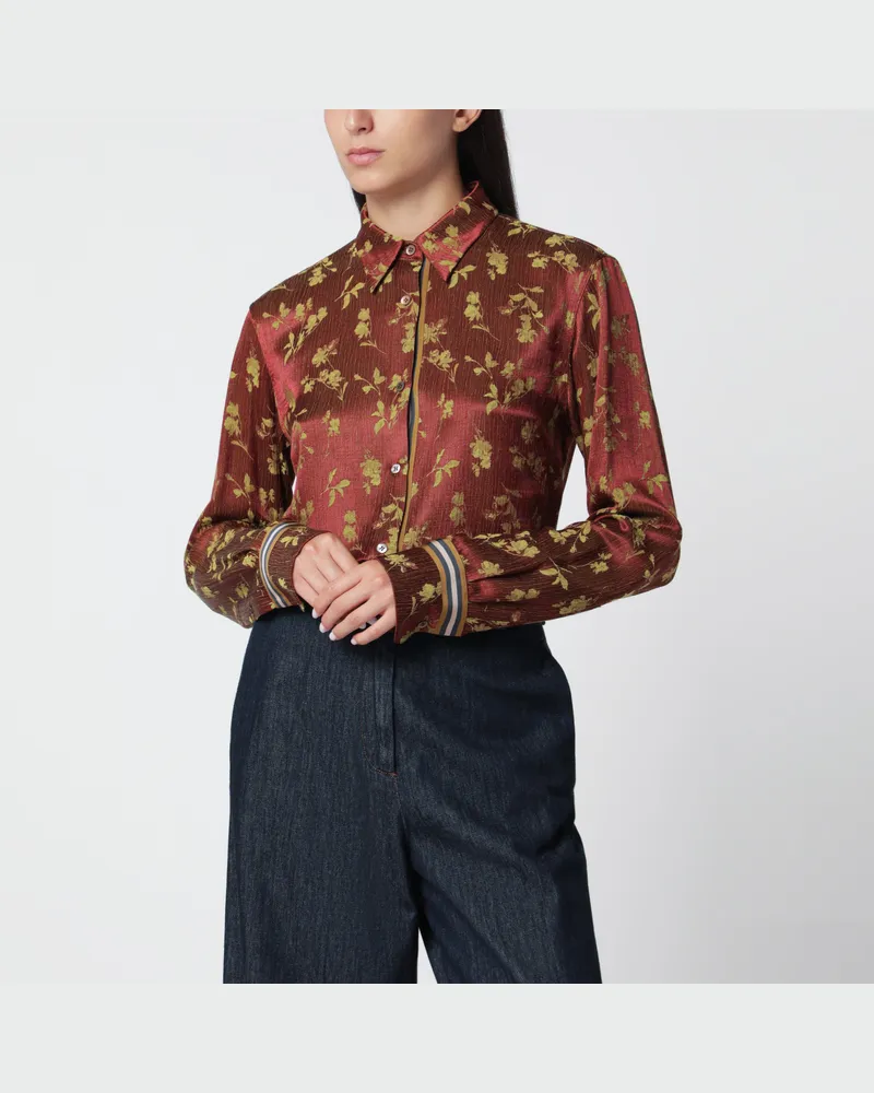 Dries van Noten Klassisches rostfarbenes Jacquardhemd Brown
