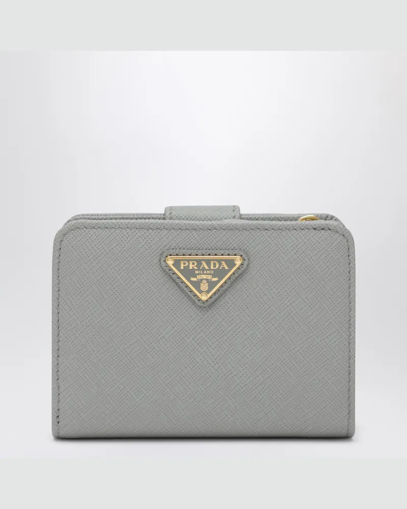 Prada Kleines hellgraues Saffiano-Portemonnaie 