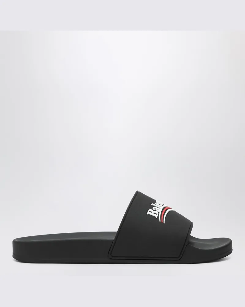Balenciaga Pool Slide Sandalen aus schwarzem Gummi Schwarz