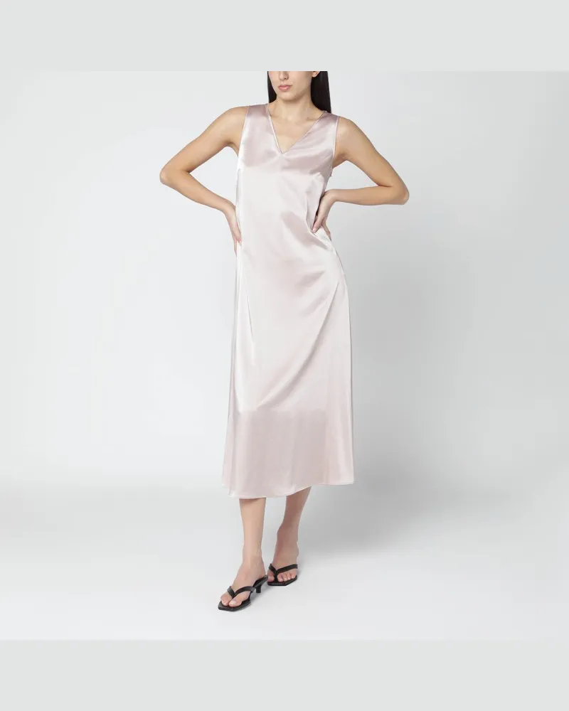 Max Mara Puderrosa fließendes Satinkleid Blau