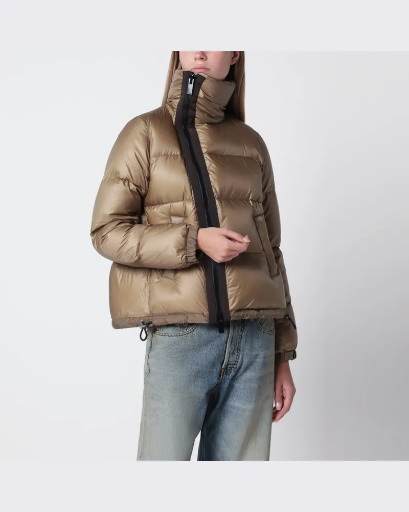 Sacai Beige Daunenjacke mit asymmetrischem Reißverschluss Beige