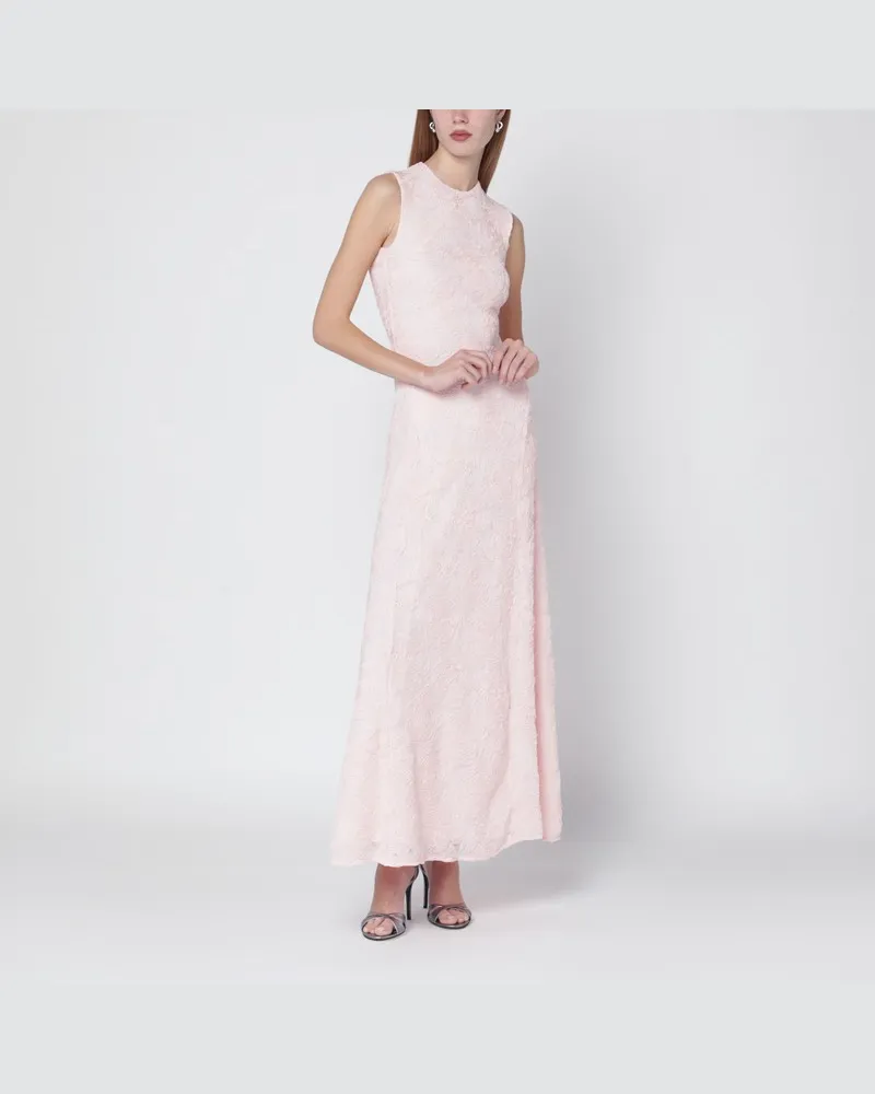 ROTATE Birger Christensen Langes Meshkleid in Rosa Rosa
