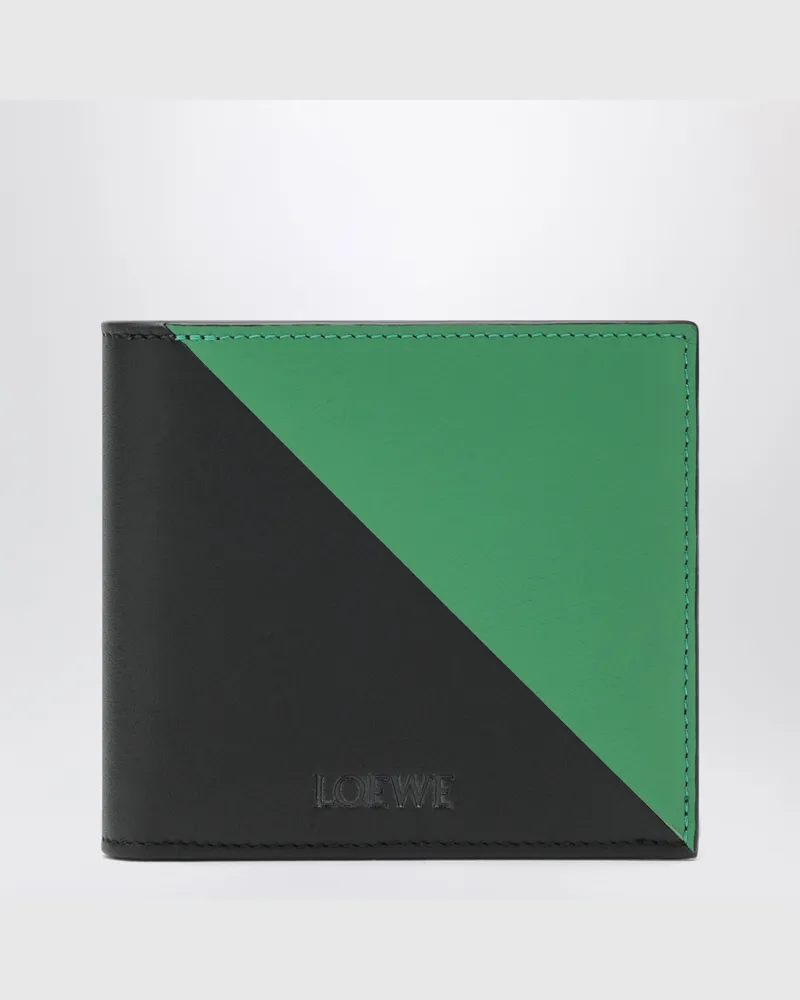 Loewe Flag Bifold-Geldbörse mit Münzfach aus Leder in Schwarz / Tropical Green Multicolor