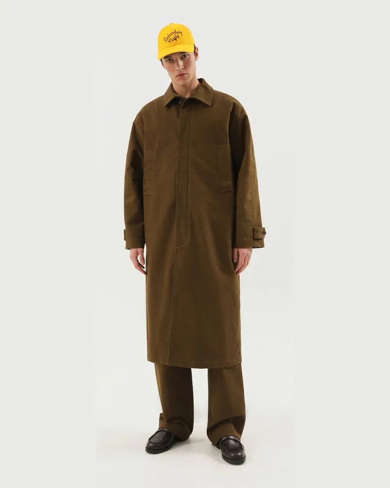 1989 STUDIO Olivgrüner Mackintosh-Mantel 