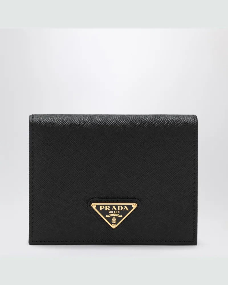 Prada Kleine schwarze Brieftasche aus Saffiano Black