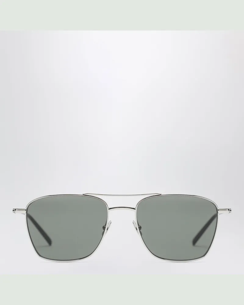 Saint Laurent Rechteckige Sonnenbrille aus silbernem Metall Metal