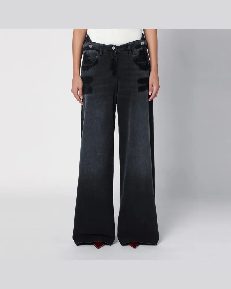 ATTICO Schwarze weite ausgewaschene Jeans aus Denim Schwarz