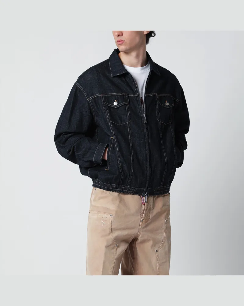 Dsquared2 Navyblaue Denimjacke mit Reißverschluss Blue