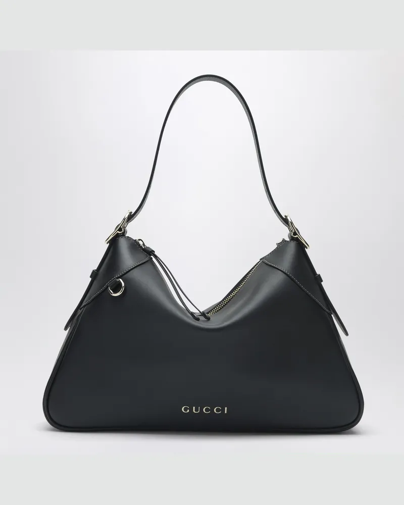 Gucci GG Emblem große schwarze Schultertasche Black