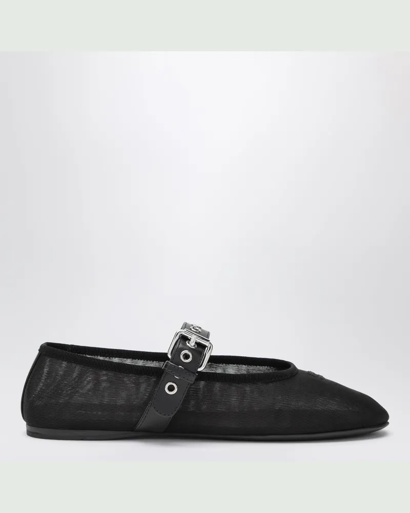 Miu Miu Schwarze Ballerinas aus Stoff mit Schnalle Black