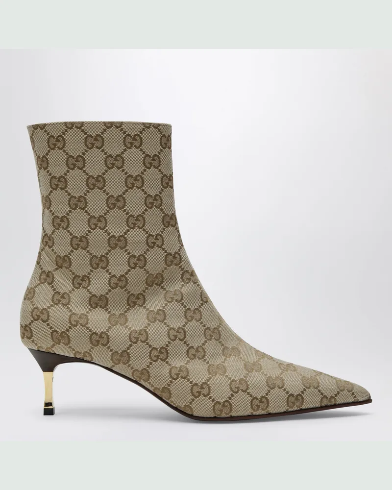 Gucci Bombshell Stiefelette aus GG-Stoff sand/dunkelbraun Beige
