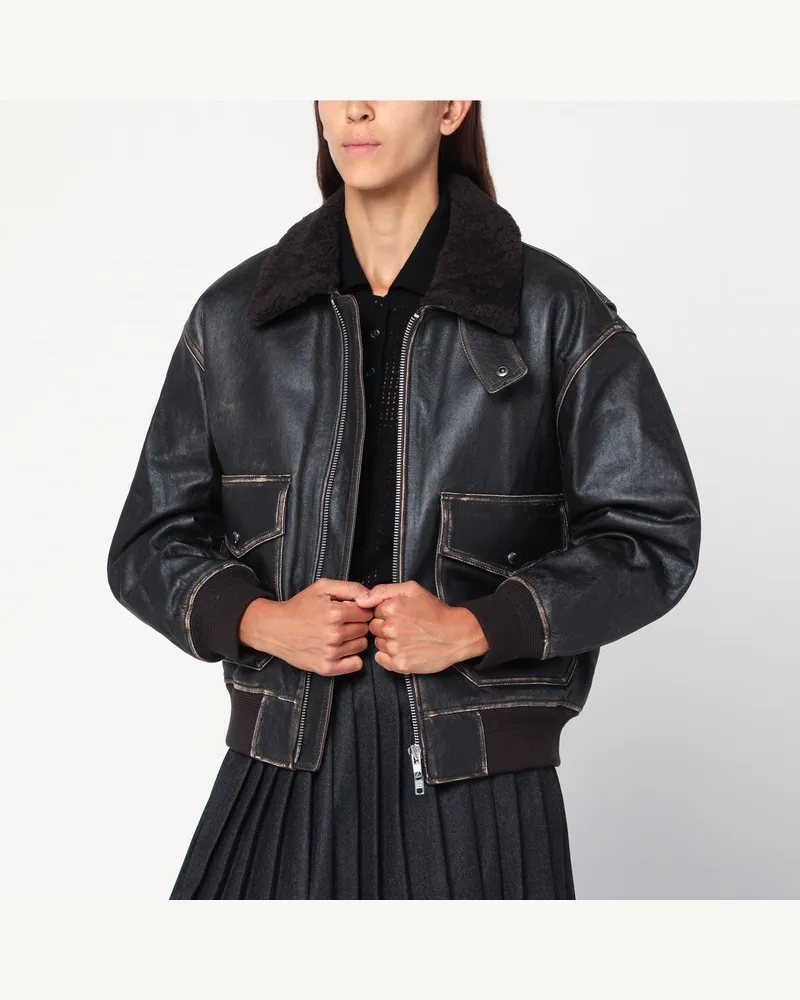 Dunst Braune Vintage-Effekt Bomberjacke Braun
