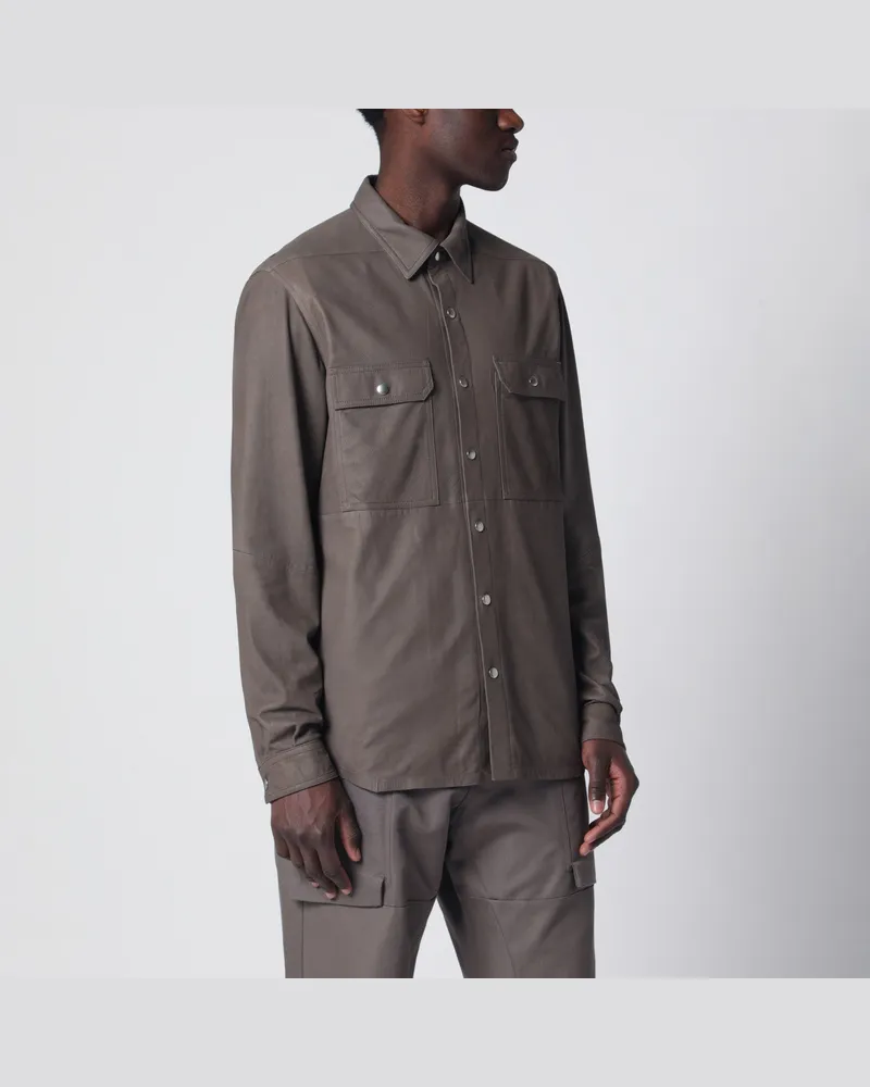 Rick Owens Schlammfarbenes Hemd aus Baumwollmischung Grey