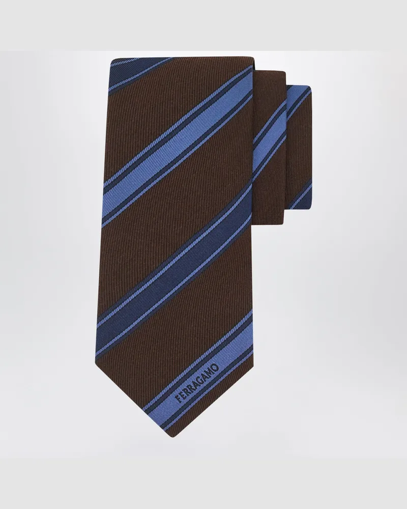 Ferragamo Regimental-Jacquard-Krawatte in Braun/Grün Multicolor