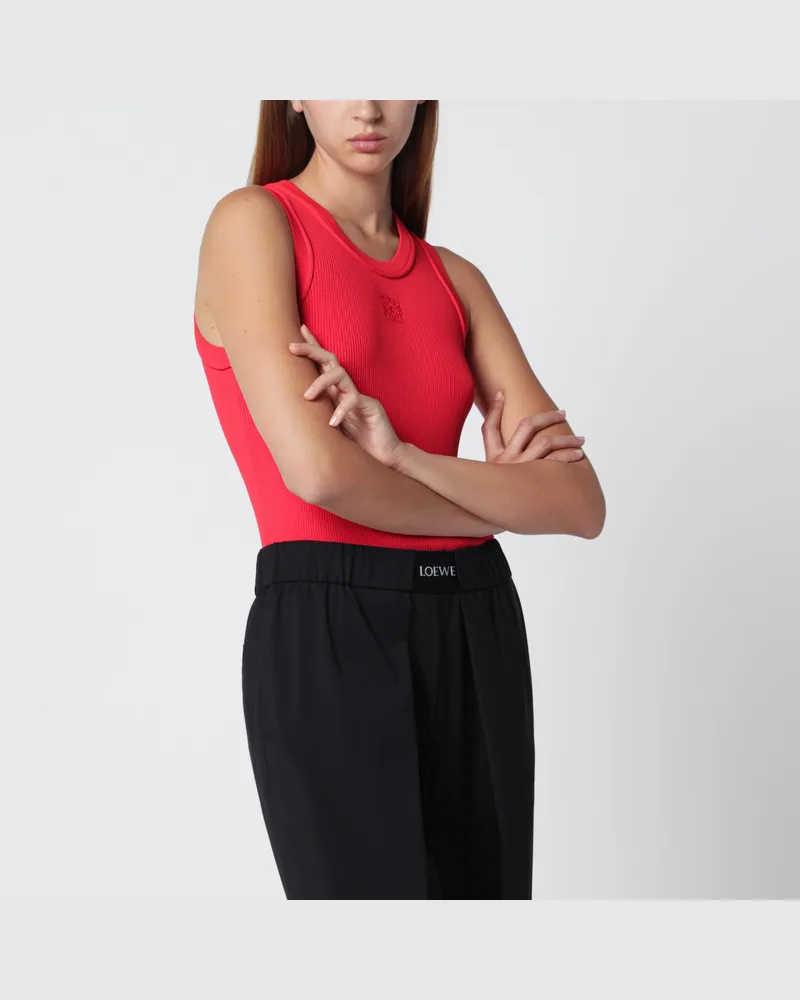 Loewe Top Anagram aus gerippter Stretch-Viskose in Rot Red