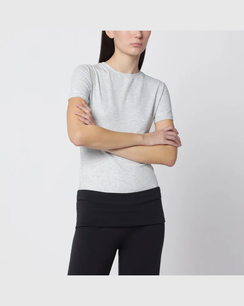 SKIMS Hellgraues T-Shirt aus Stretch-Baumwolljersey Grey
