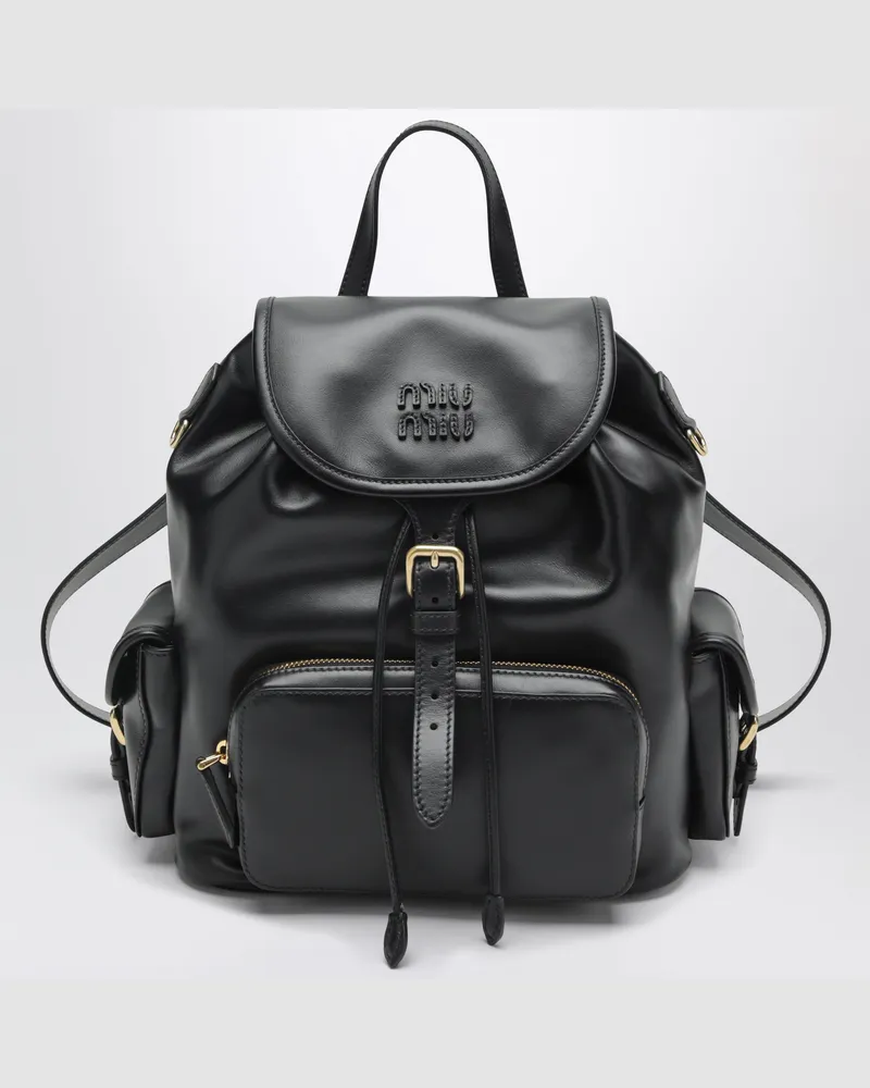Miu Miu Schwarzer Lederrucksack Black