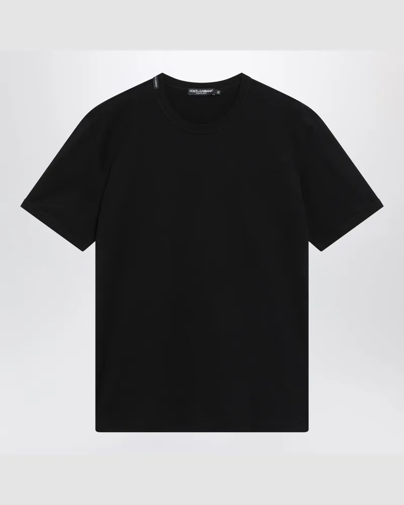 Dolce & Gabbana Schwarzes T-Shirt aus Baumwolljersey Black